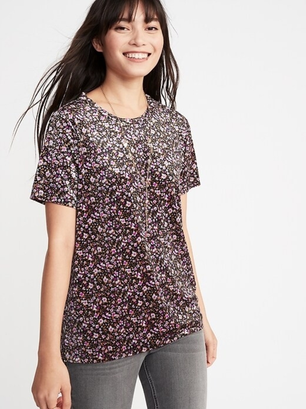 OLD NAVY Velvet Floral Short Sleeve Tee